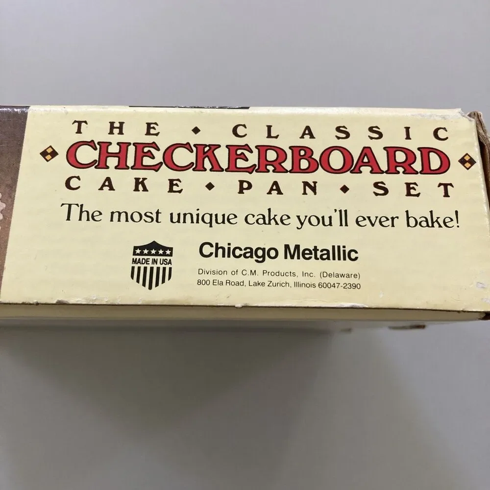 The Classic Checkerboard Cake Pan Set w/ Instruction Manual 3-9